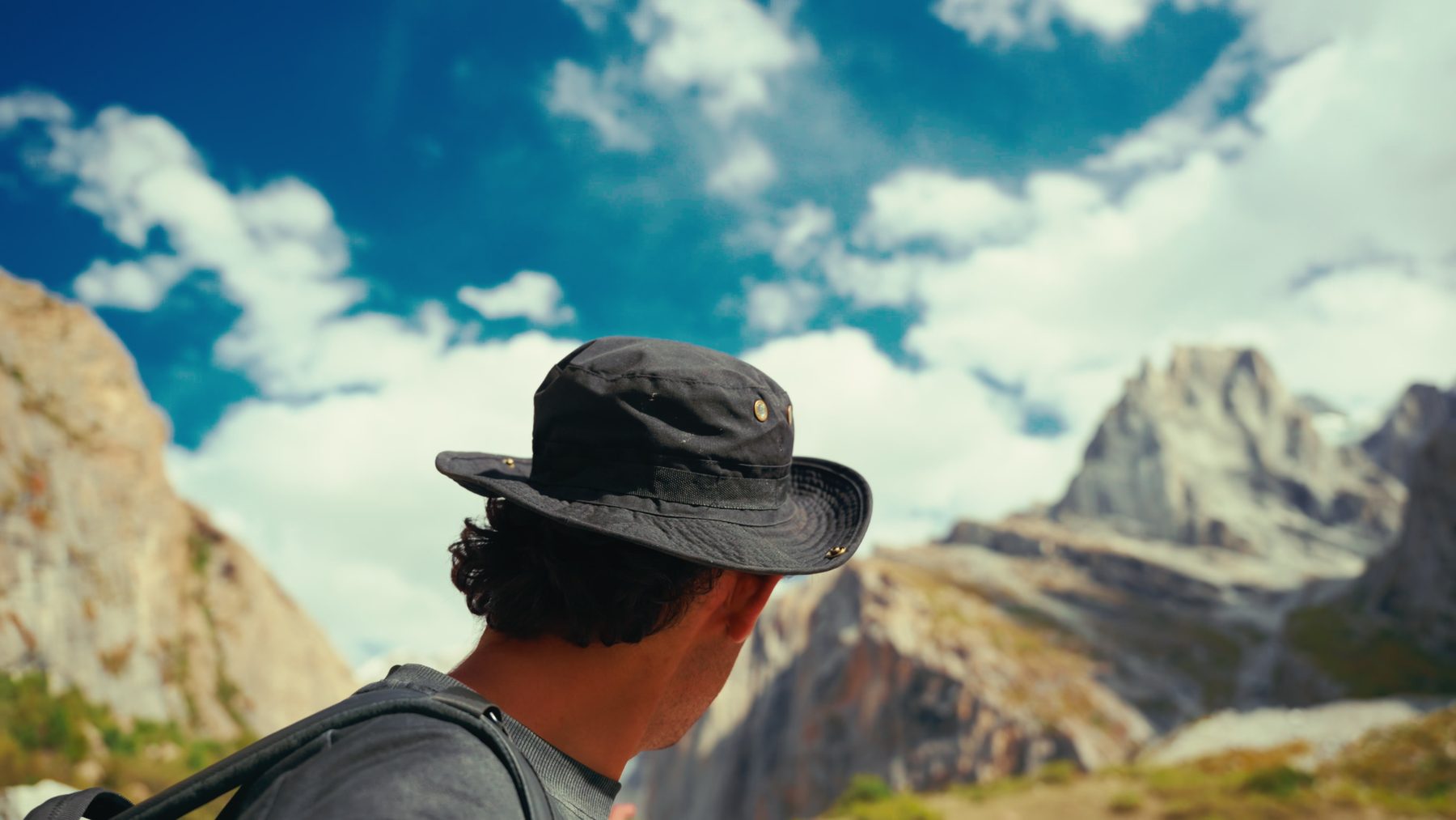 Looking up at the peaks